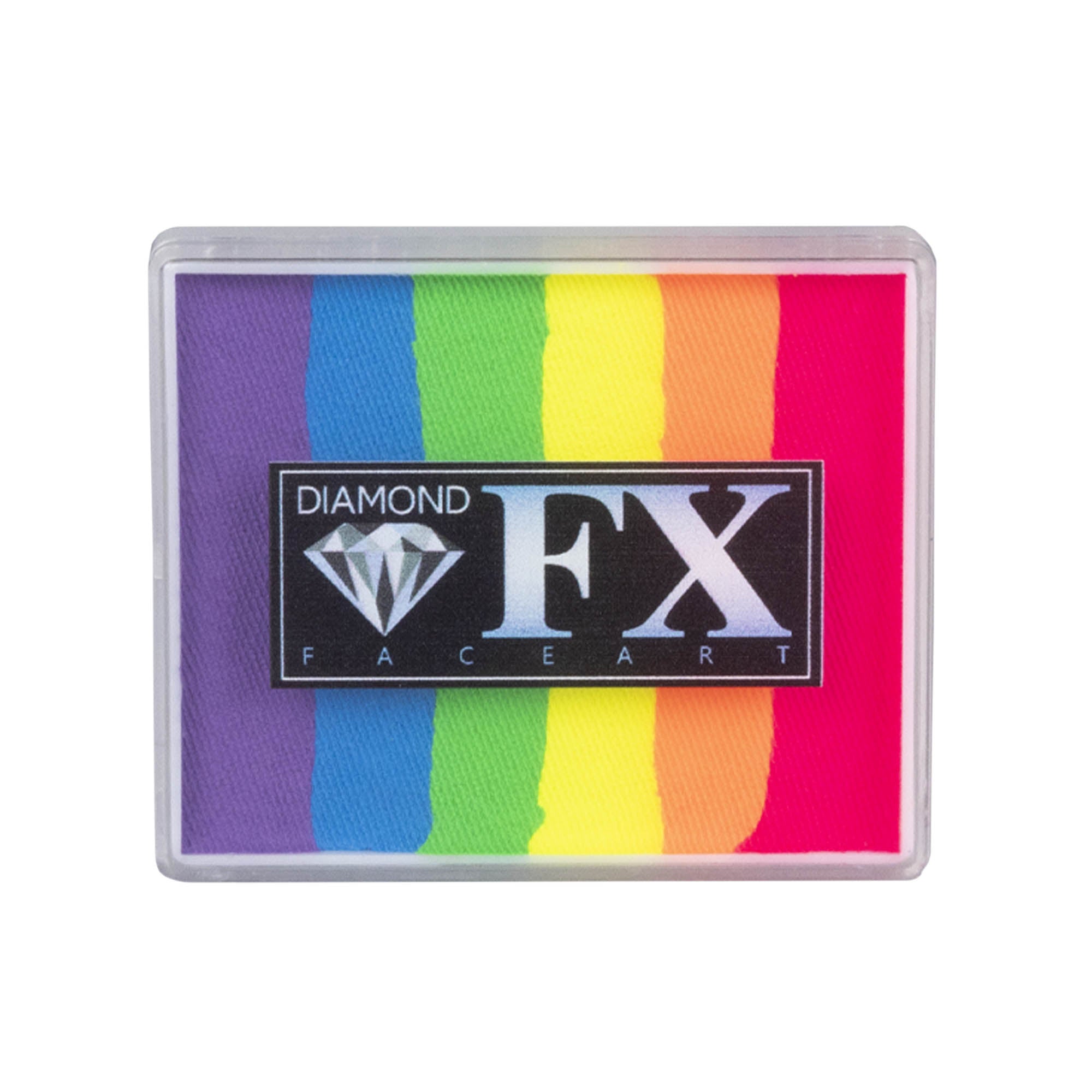 Diamond FX 50G split cake facepaints Neon Nights with lid on in a white background