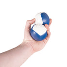 Firetoys two blue/white 110g thud juggling balls in hand