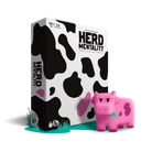 Board game box for 'Herd Mentality' with a pink cow figurine
