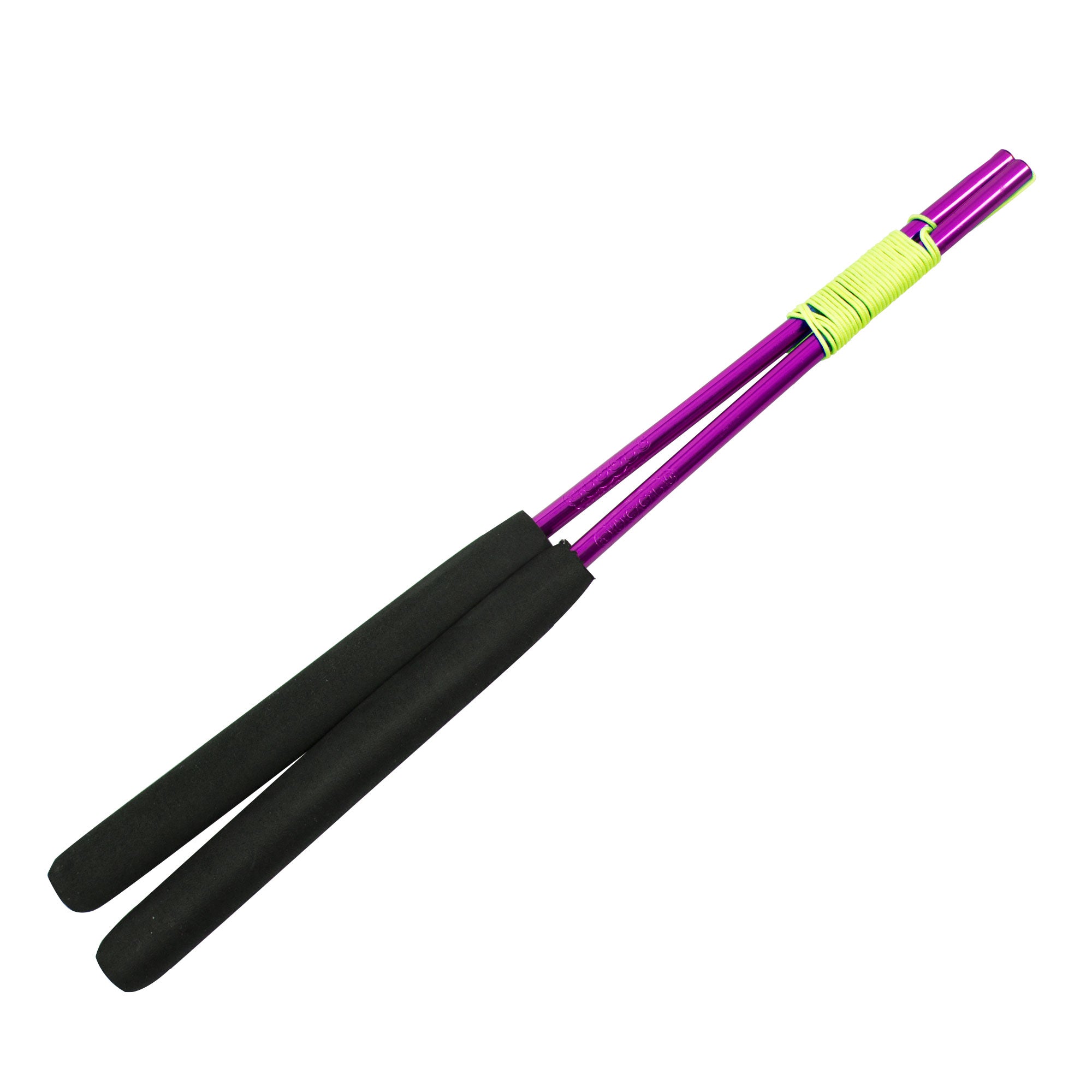 A pair of purple aluminium diabolo handsticks