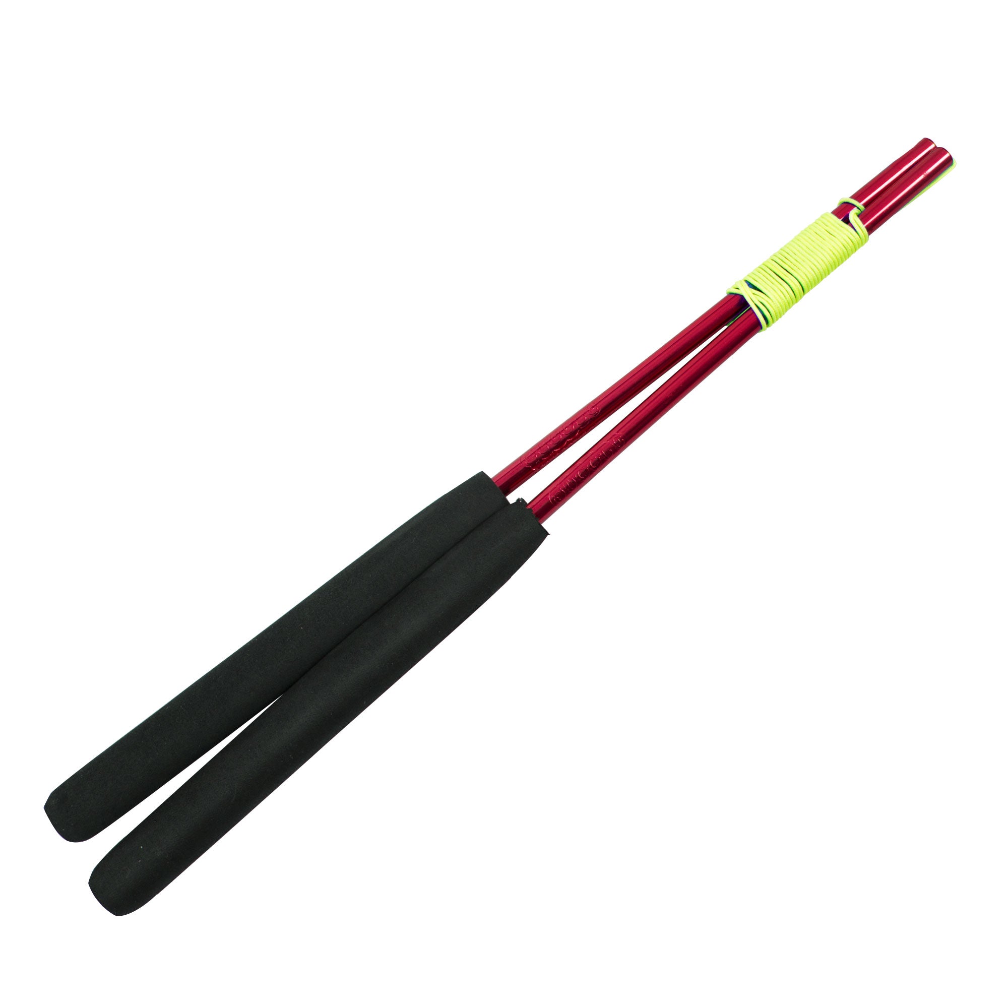 A pair of red  aluminium diabolo handsticks