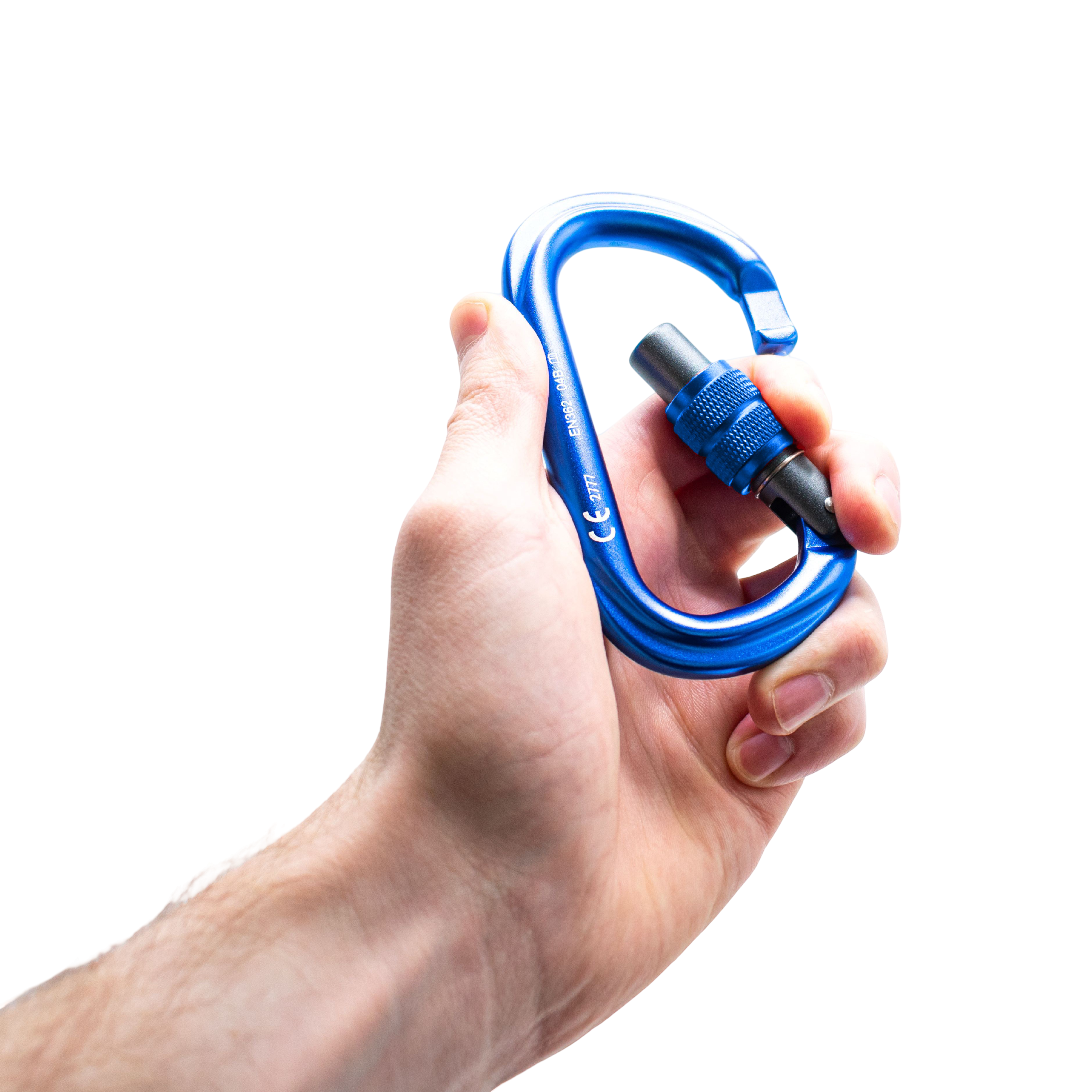 Prodigy SG-2 Screw gate carabiner - blue in hand