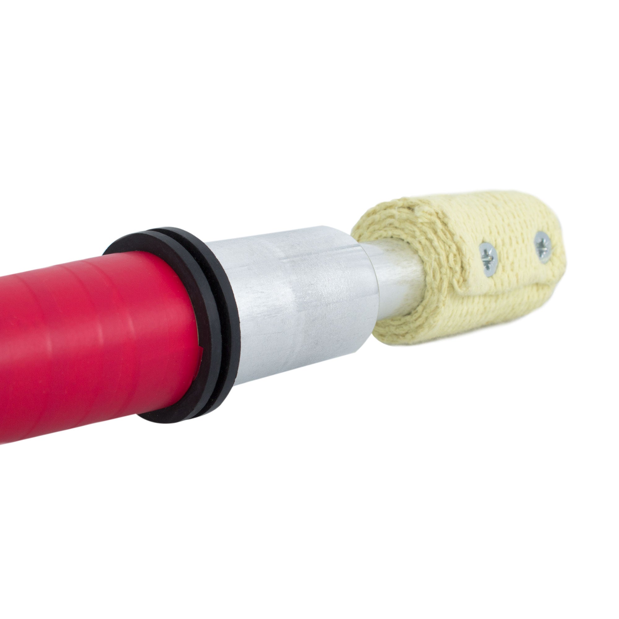 close up of fire devilstick wick with visible screws