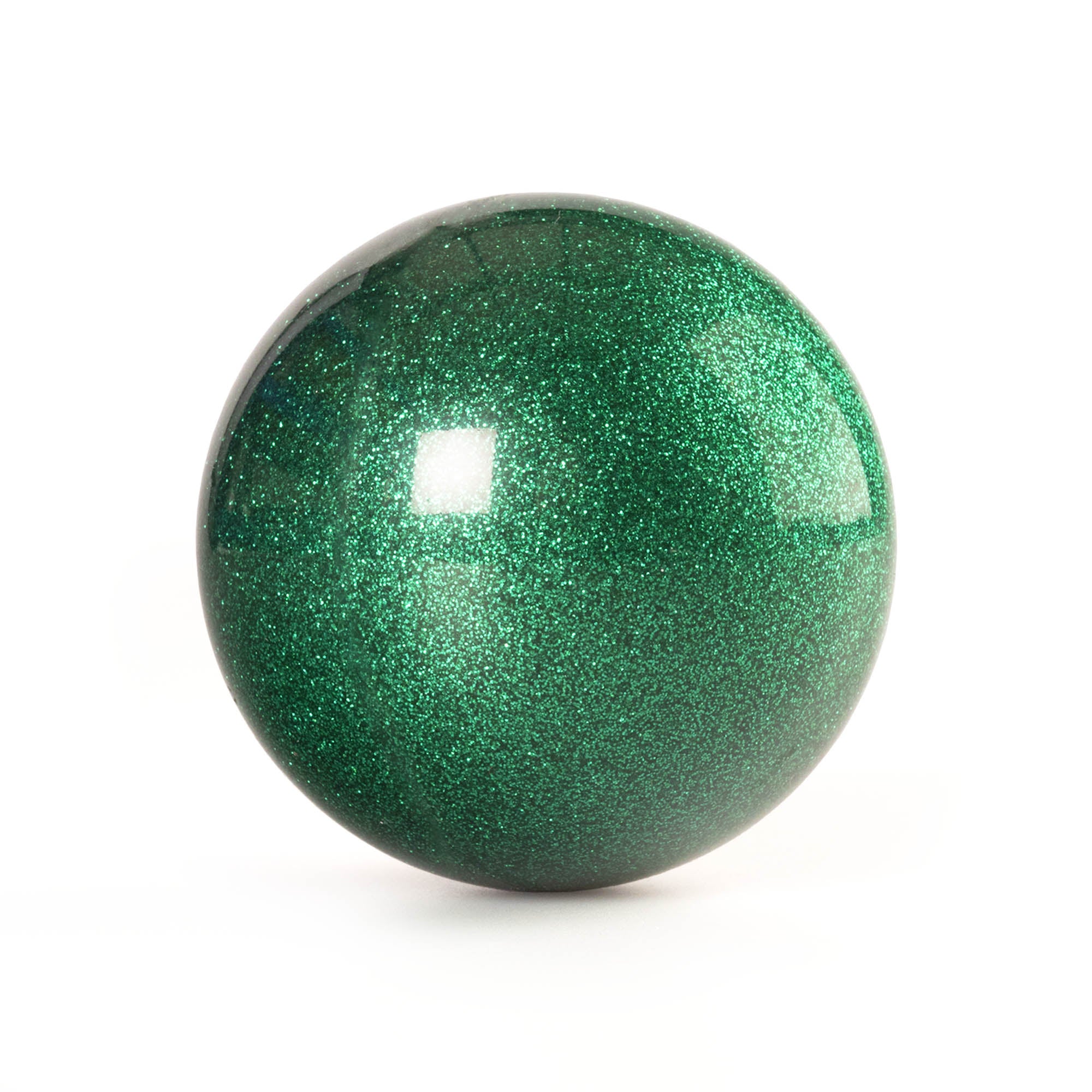 Green glitter ball on a white background