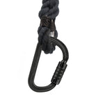 Black vulcan carabiner, attached to rope