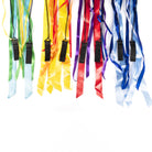 All colour variations of pyropixie elemental ribbon poi tails side by side