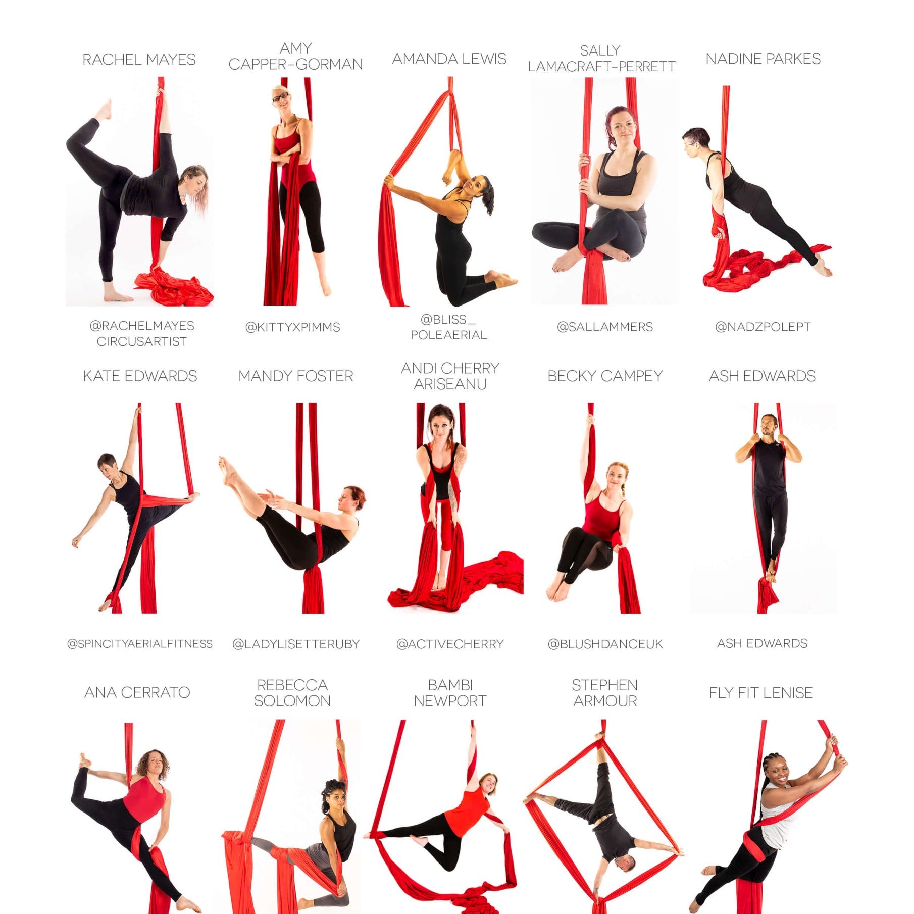 Silks Bible example page giving credit to the performers featured in the book