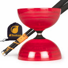 Red diablo with black hand sticks and firetoys bag