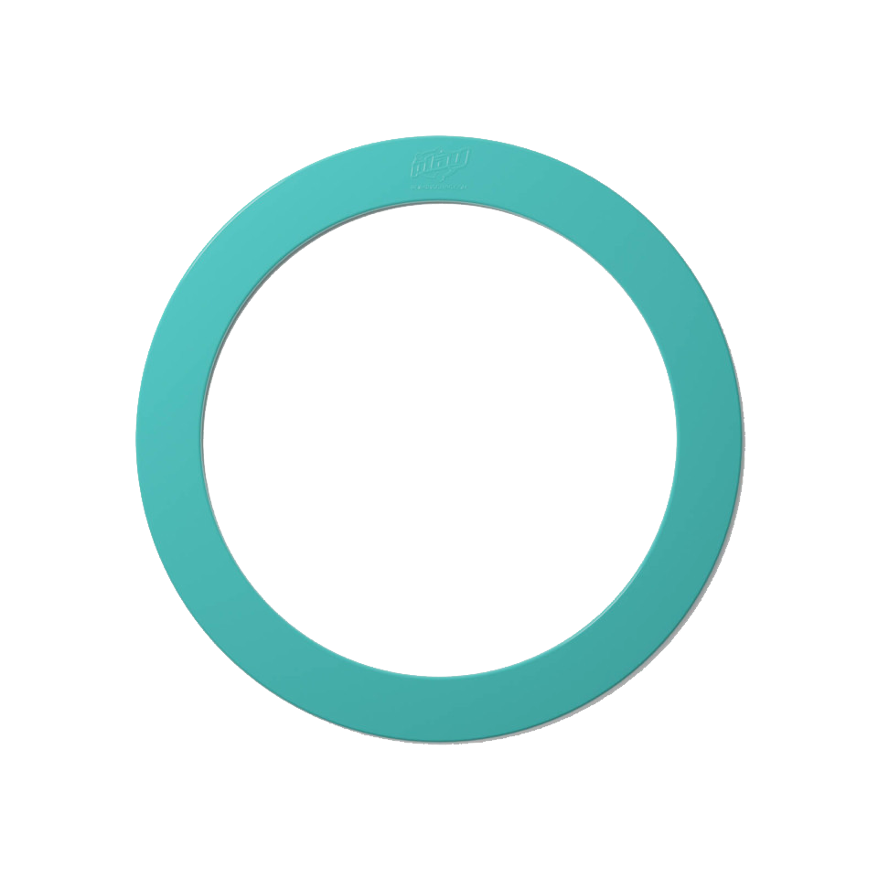 A single teal juggling ring on a white background.