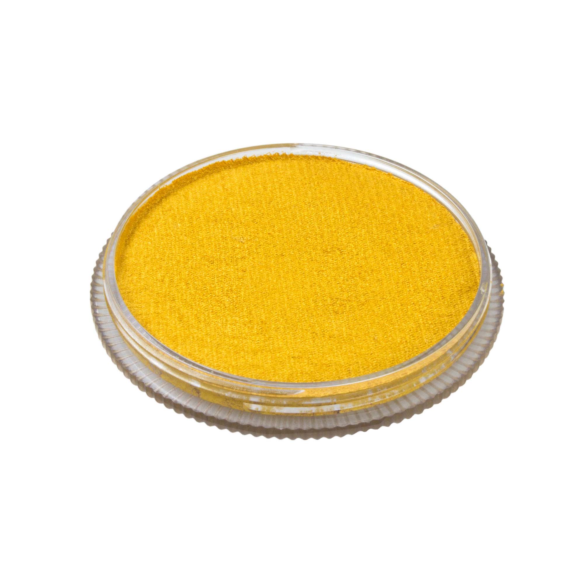open pot of metallic gold face paint 