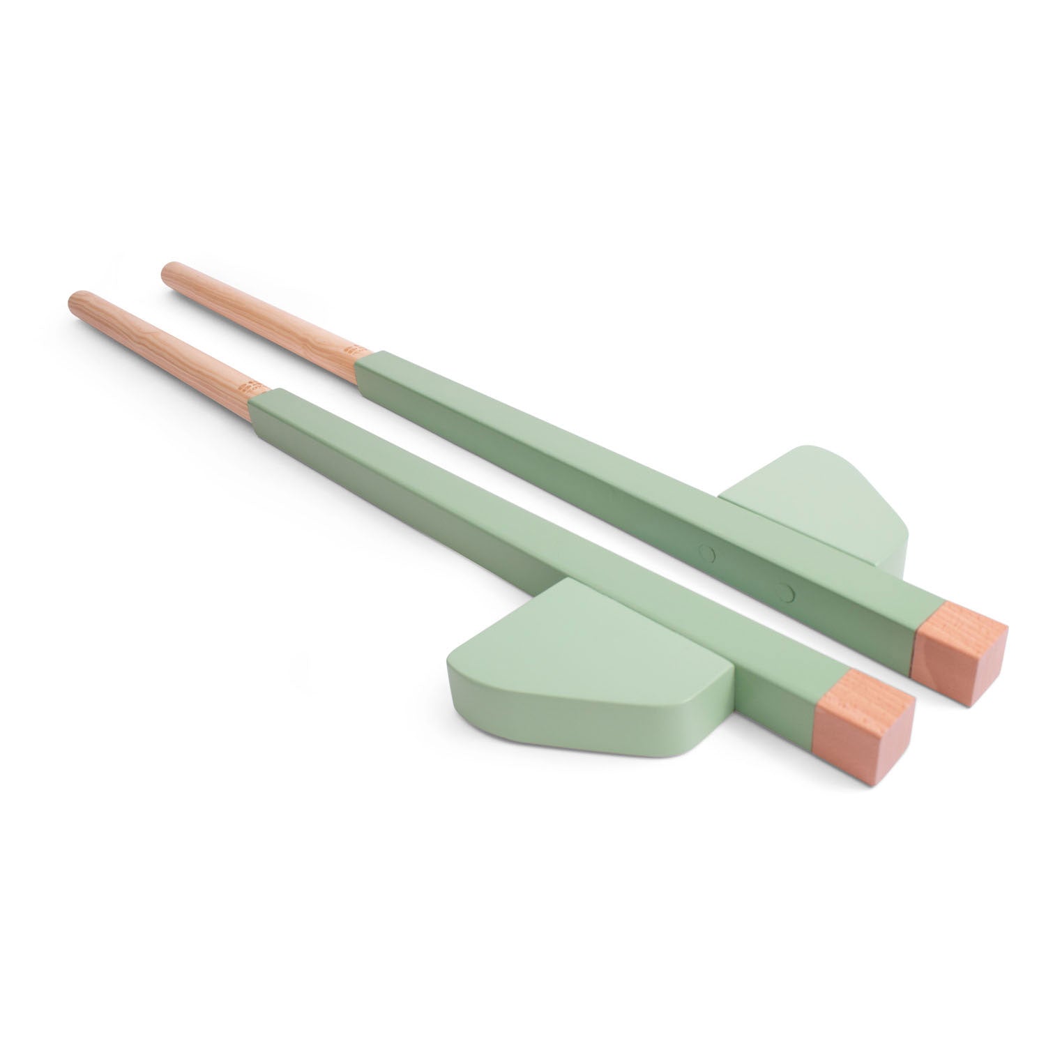 A pair of wooden stilts laying flat