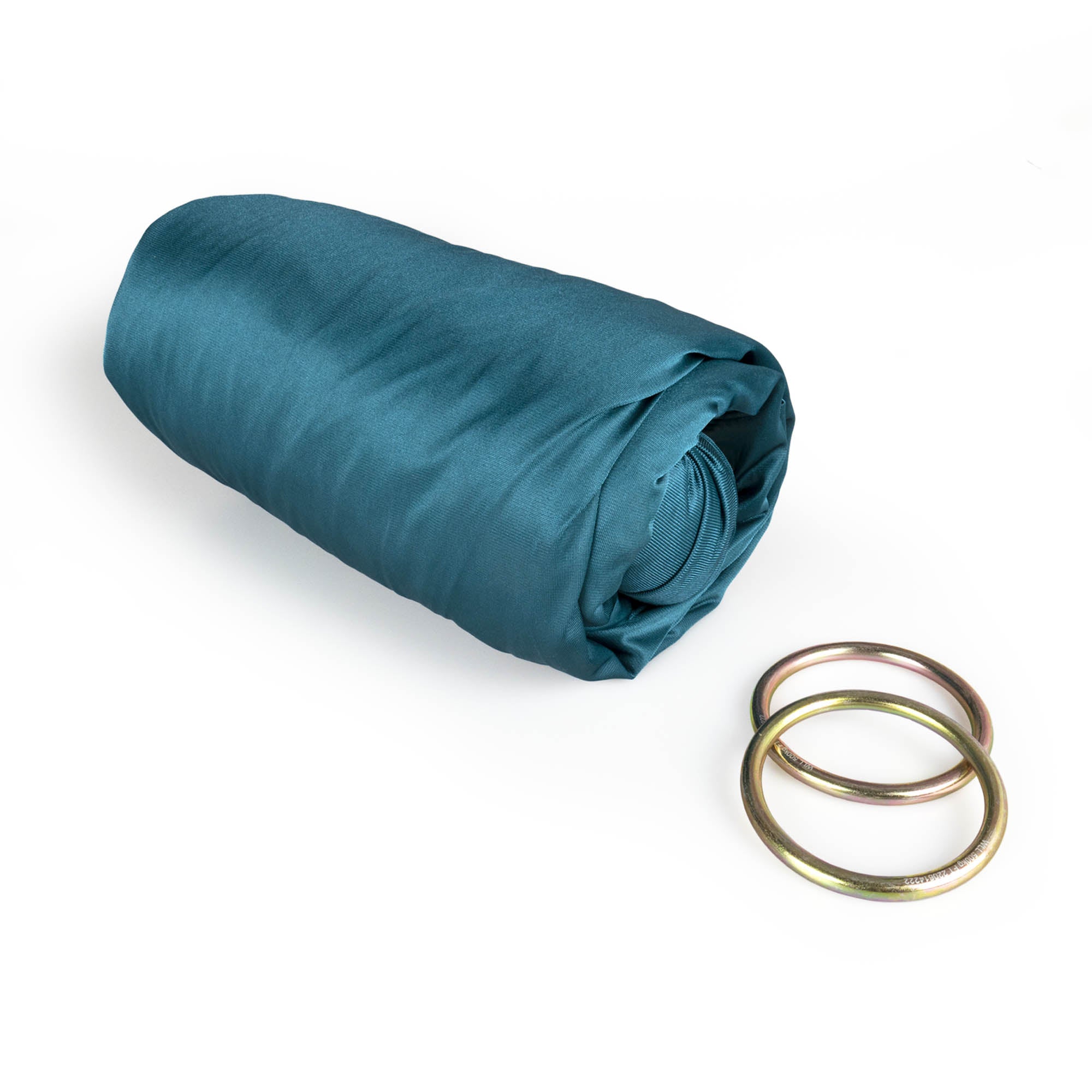 Dark pine green yoga hammock with O rings detached