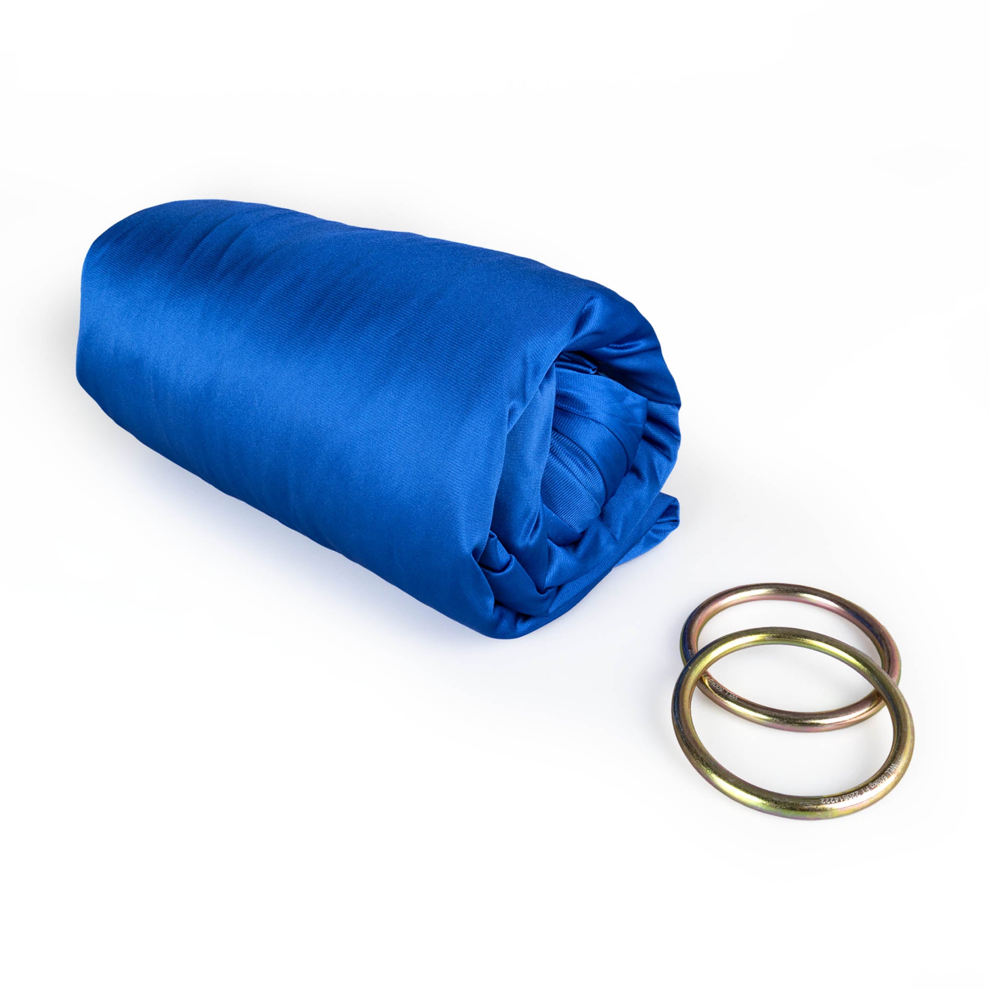 Royal blue yoga hammock with O rings detached