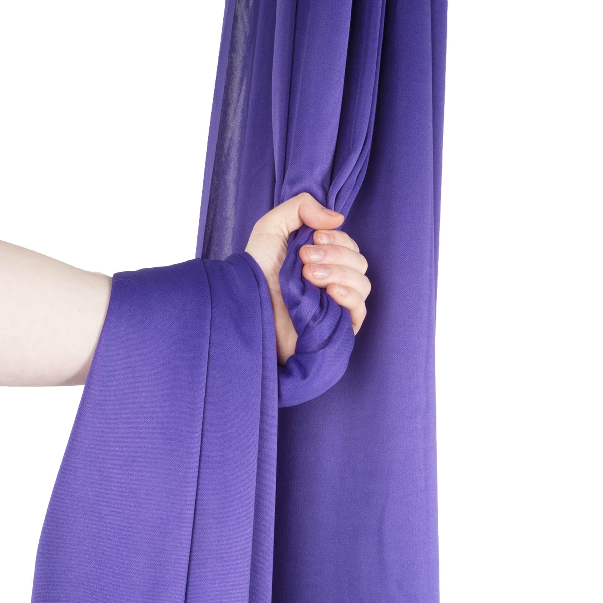 Purple silk wrapped around hand