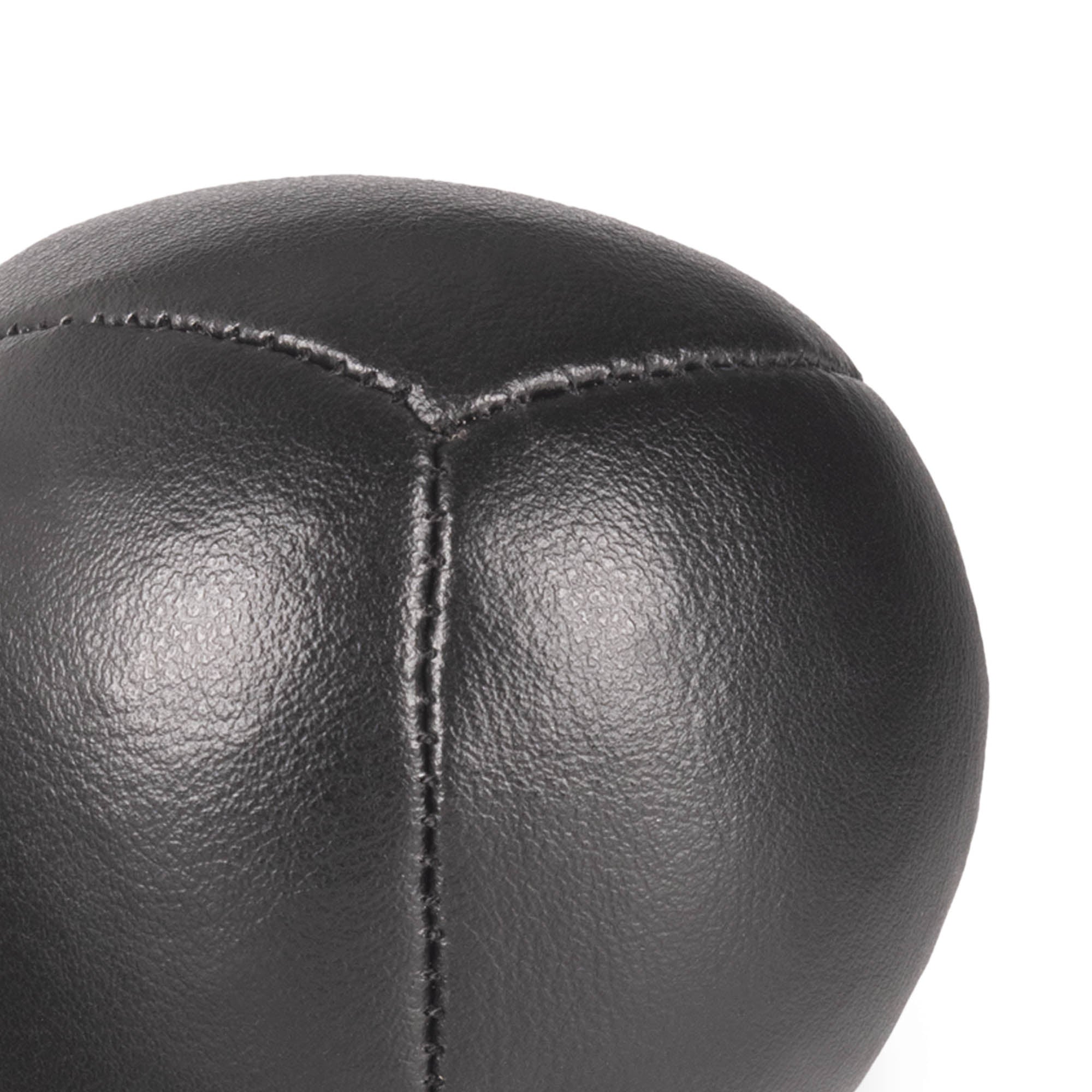 Firetoys 110g thud juggling ball, close up stitching black