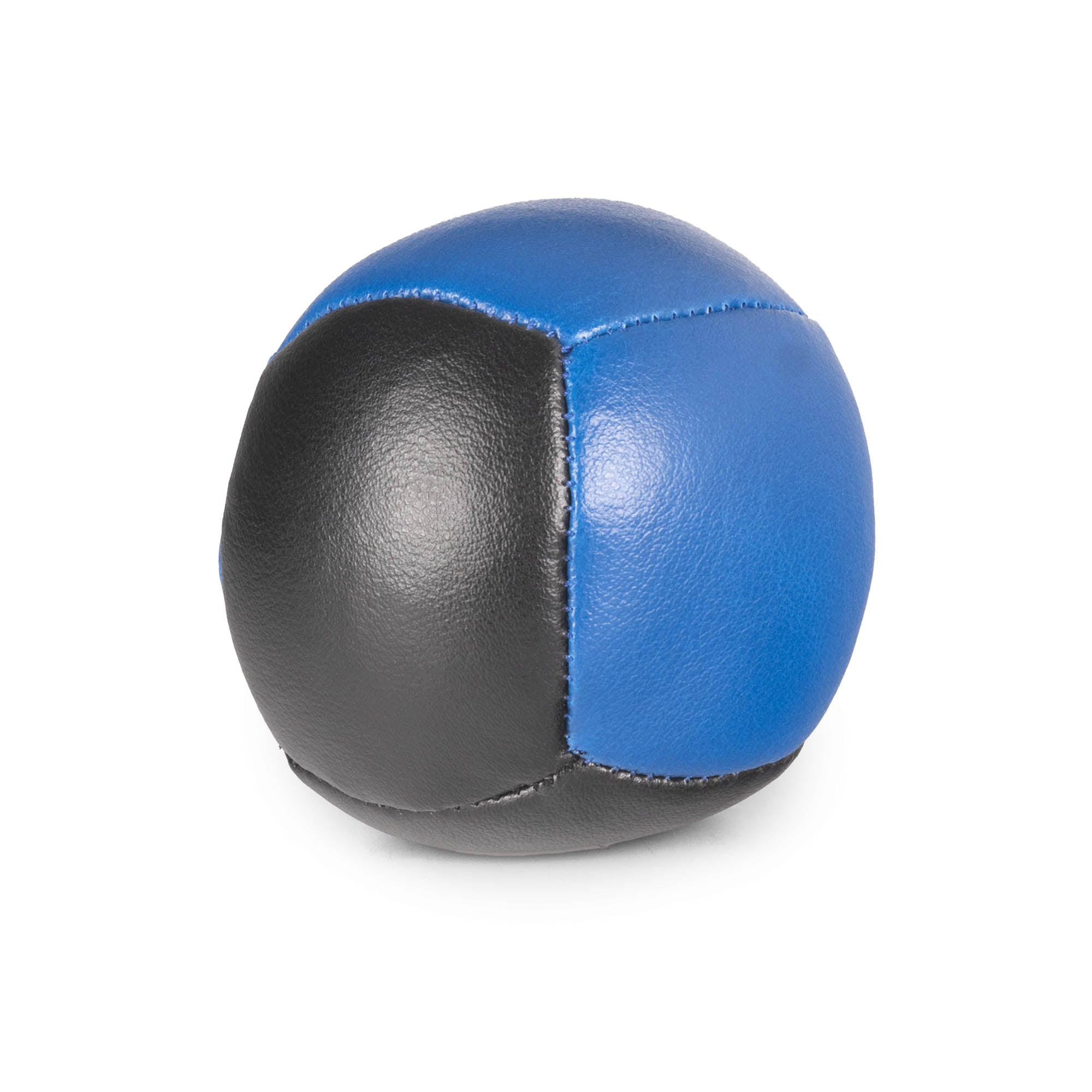 Firetoys blue/black 110g thud juggling ball, straight on in a white background