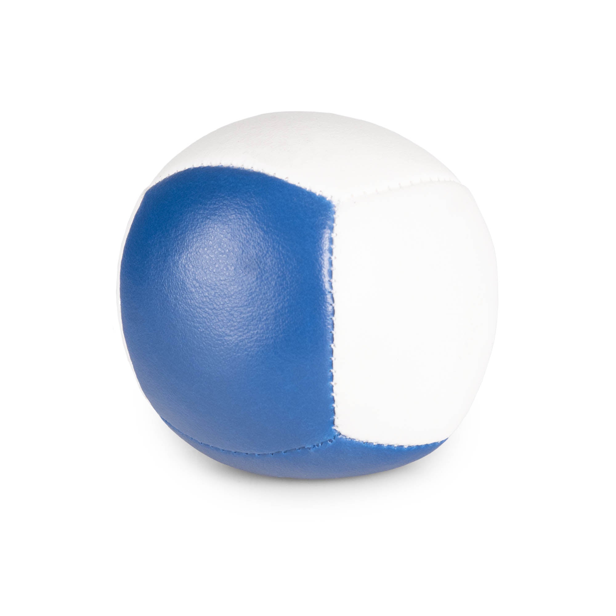 Firetoys blue/white 110g thud juggling ball, straight on in a white background