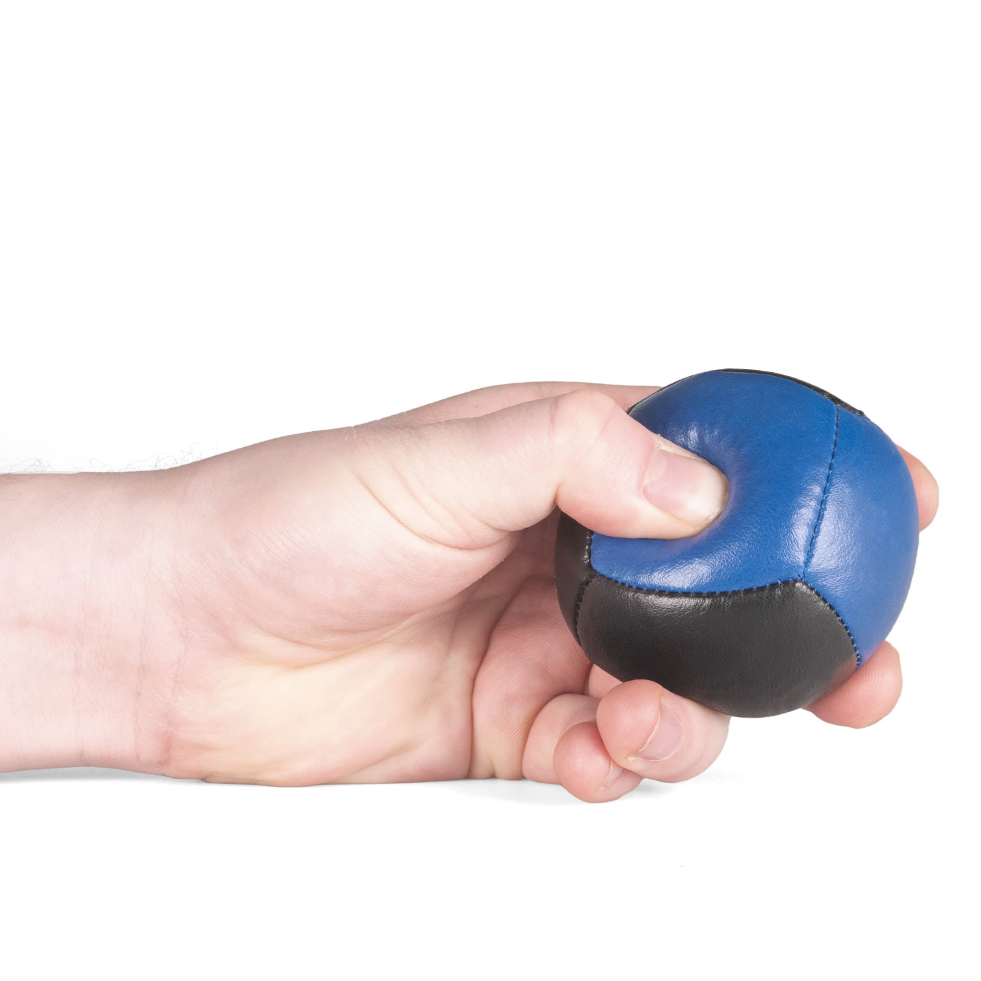 Firetoys blue/black 110g thud juggling ball being squeezed