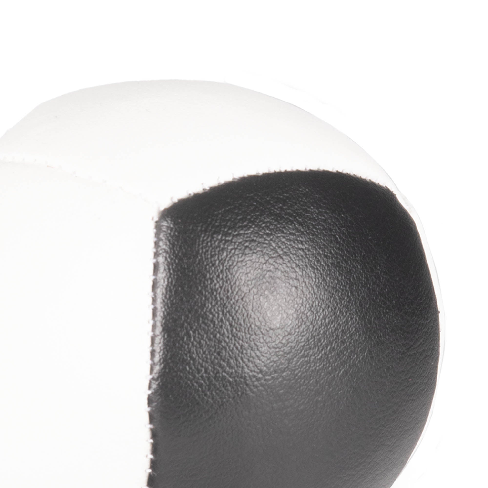 Firetoys 110g thud juggling ball, close up stitching black/white