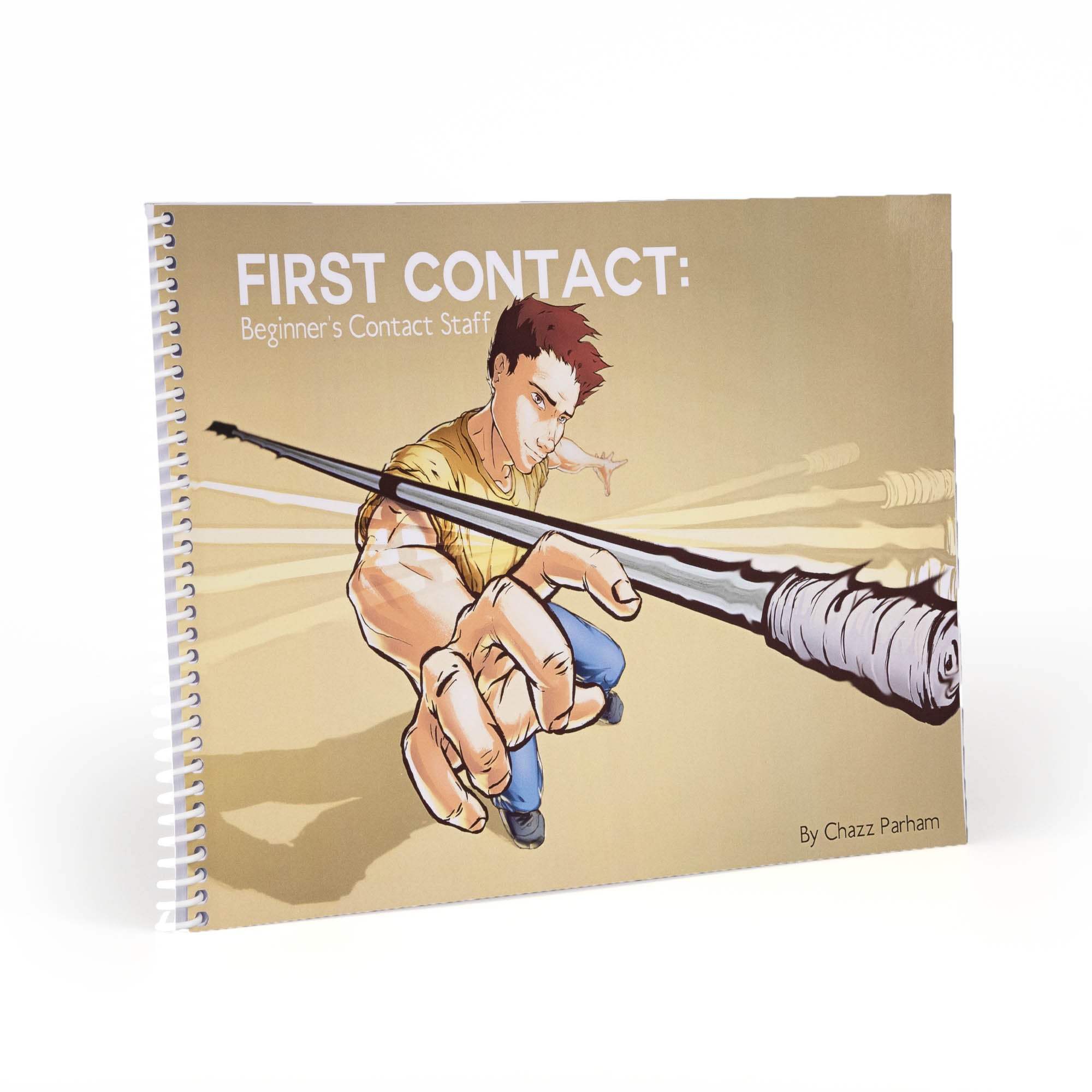 The back of the First contact book at a slight angle on a white background