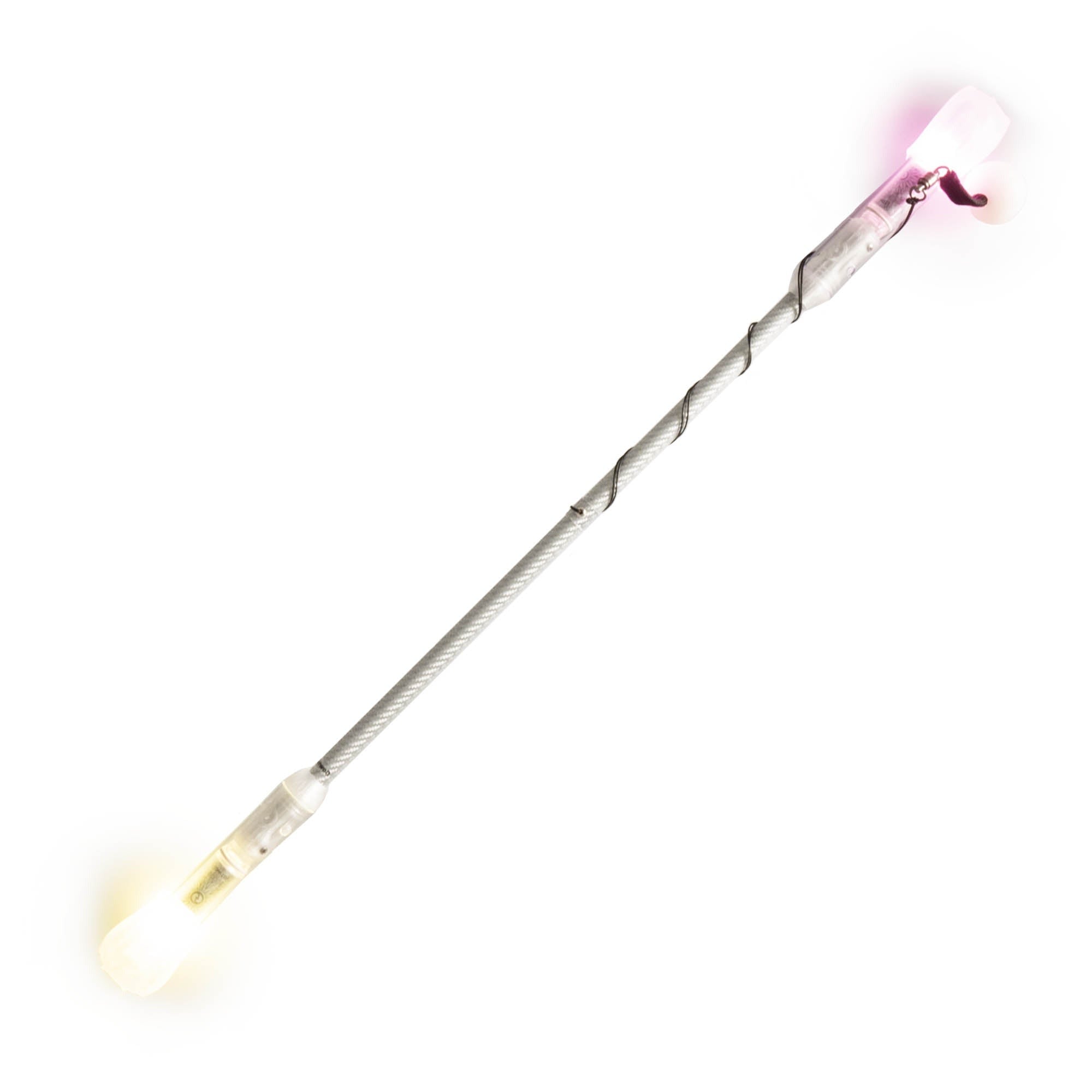Flowtoys composite contact wand v2 glowing on a white background