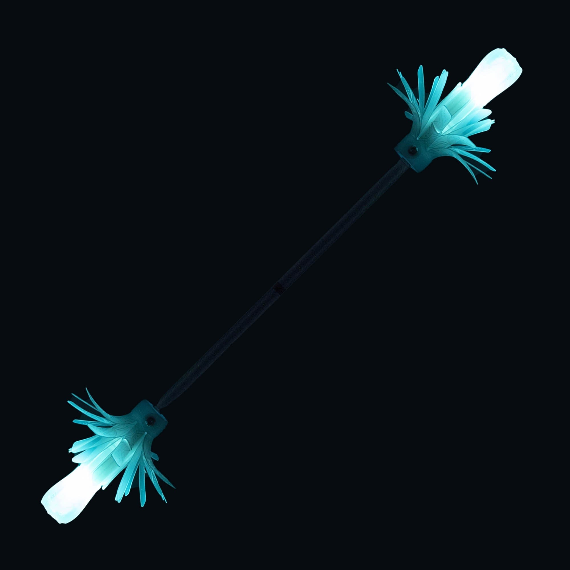 Flowtoys Composite LED Glow Flower Stick V2 glowing with a drak background