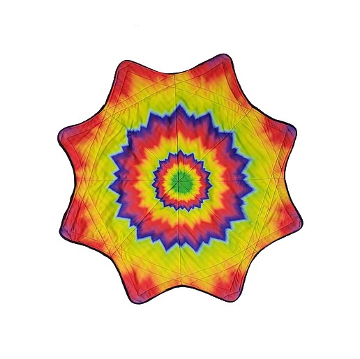 Colorful tie-dye patterned cloth on a white background