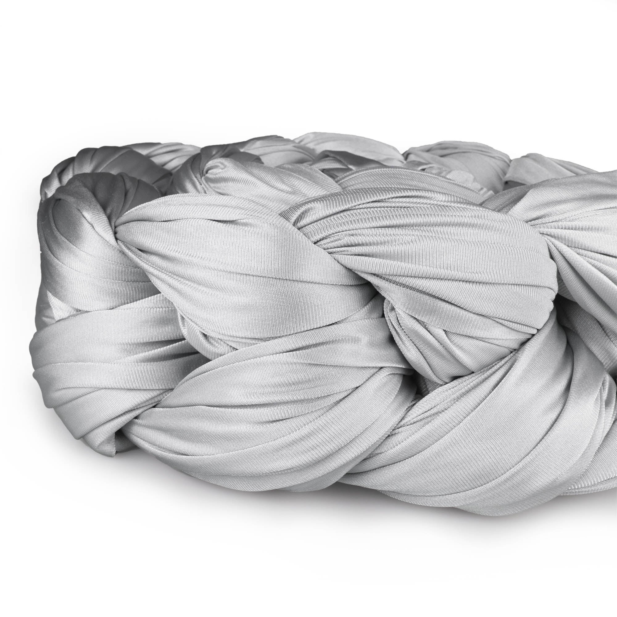 Silver silk coiled