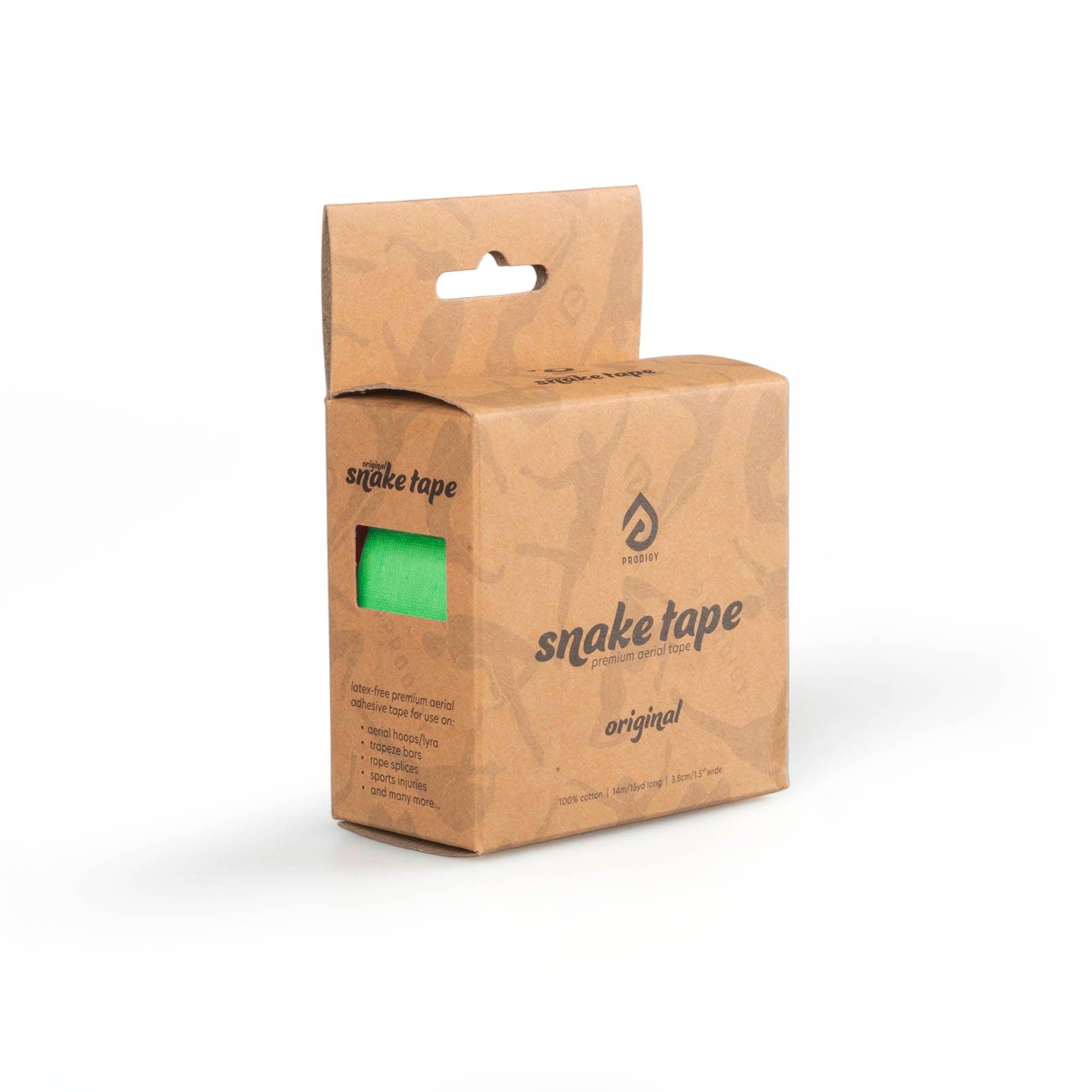 Prodigy snake tape packaged in parakeet green