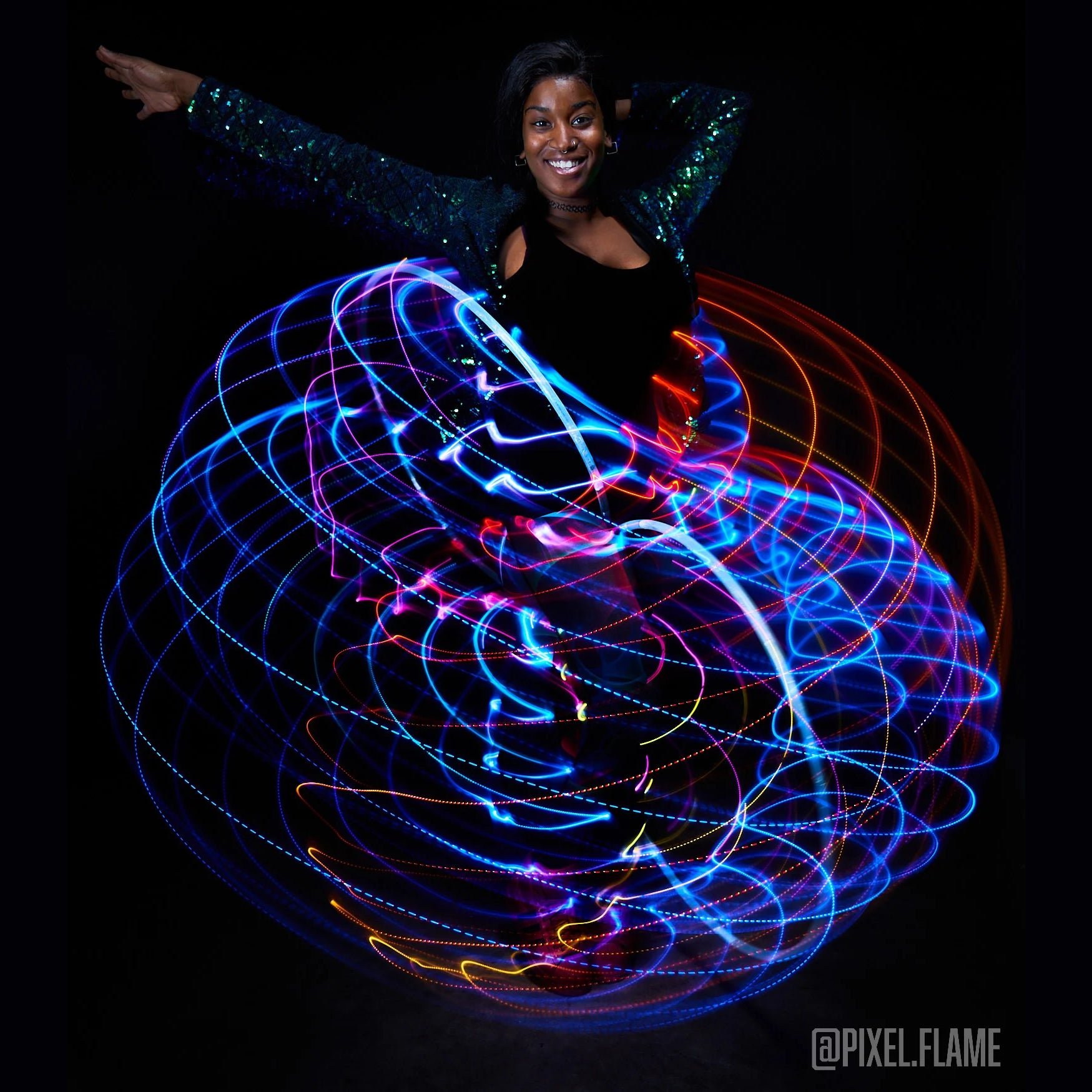 Performer using Astral Hoop 46 