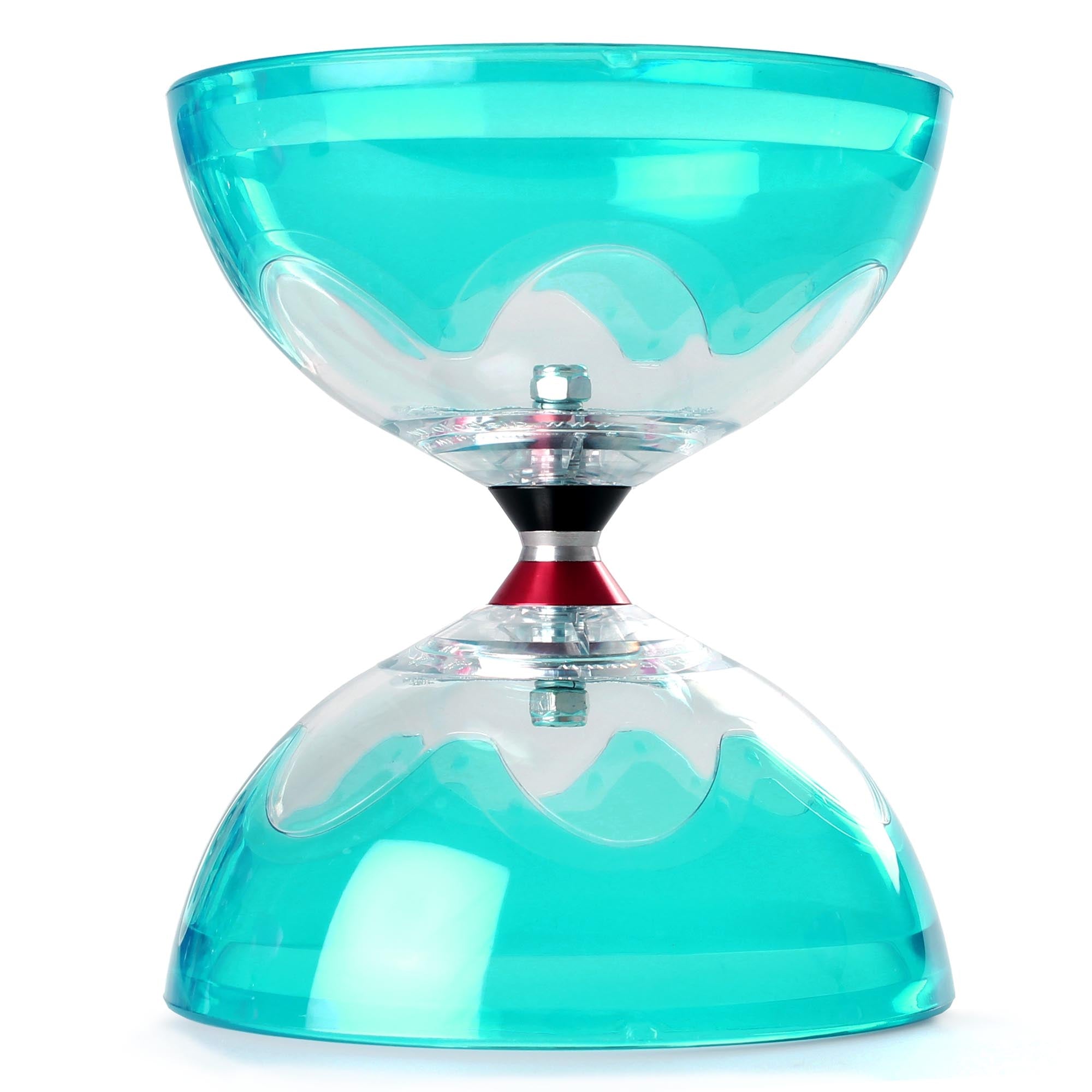 Front view of turquoise hyperspin diabolo