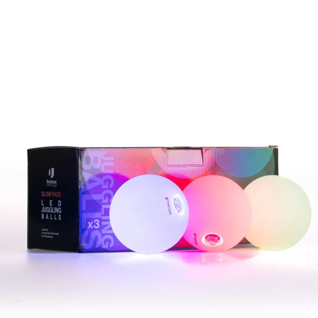 Set of 3 Firetoys 70mm LED Juggling Balls - Rainbow Slow Fade